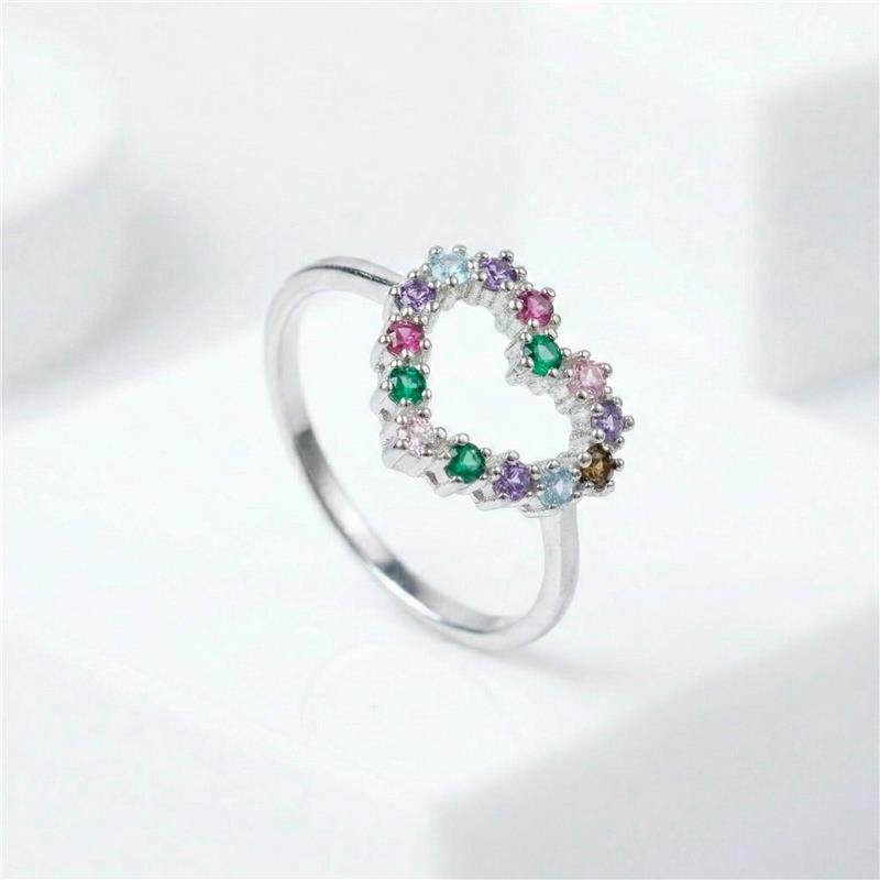 ANEL CORAÇÃO VAZADO CRAVEJADO COLORS