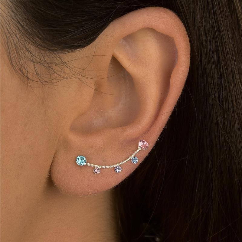 BRINCO EARCUFF CORDA ZIRCÔNIAS COLORS