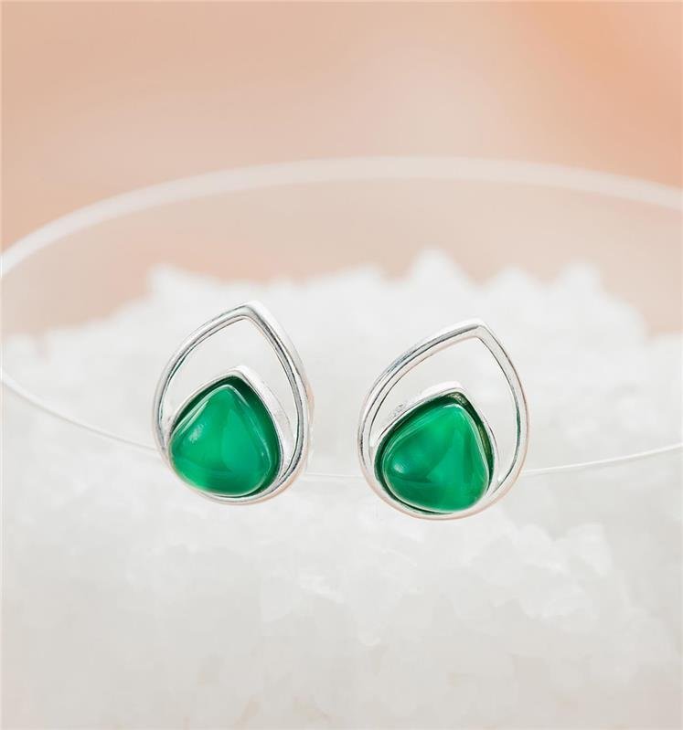 BRINCO GOTA VAZADA PEDRA NATURAL