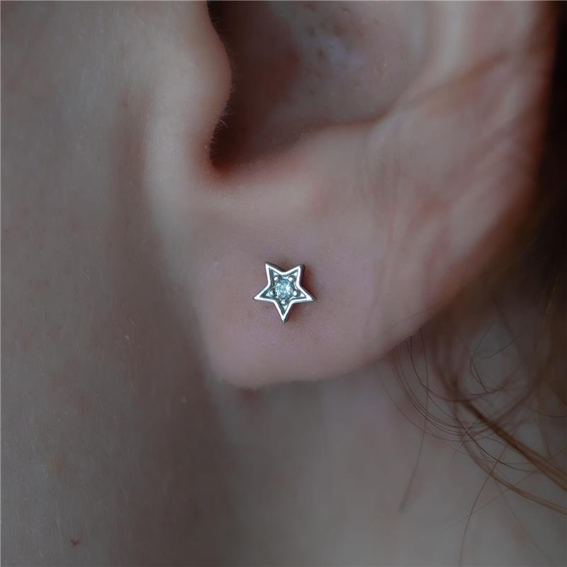 BRINCO ESTRELA MINI CRAVEJADA