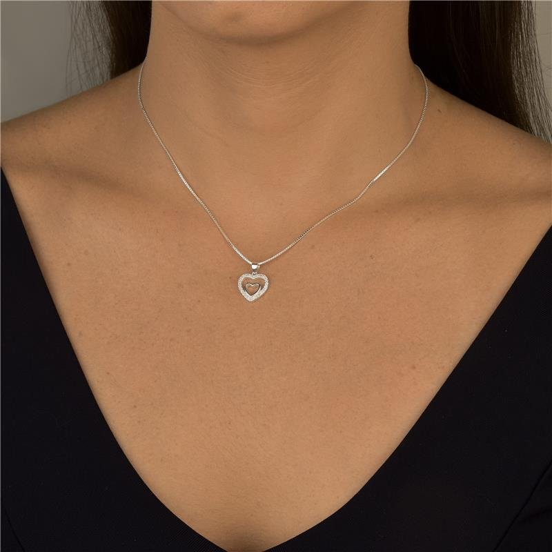 COLAR CORAÇÃO DUPLO COM ZIRCONIAS